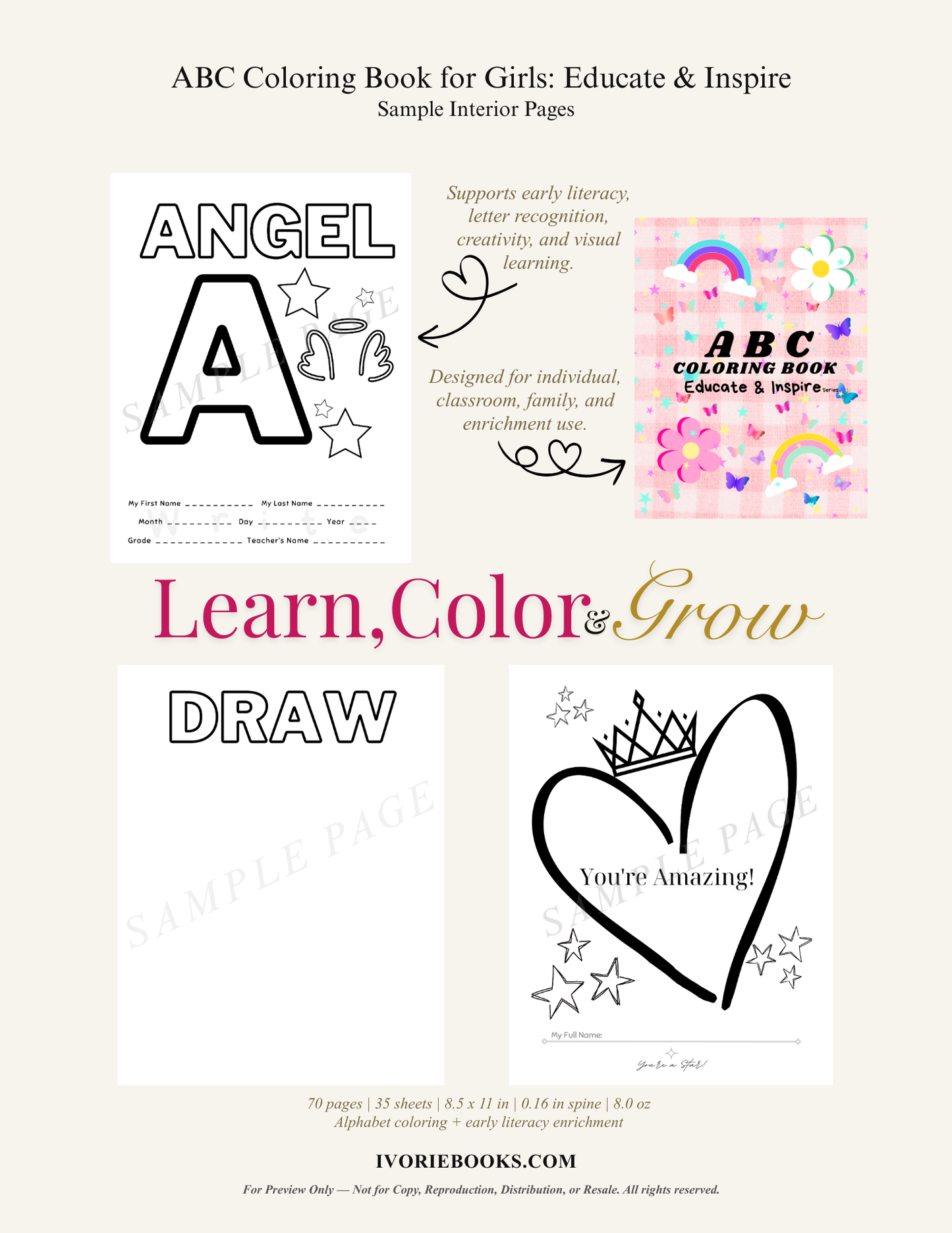 ABC Coloring Book for Girls | Educate & Inspire