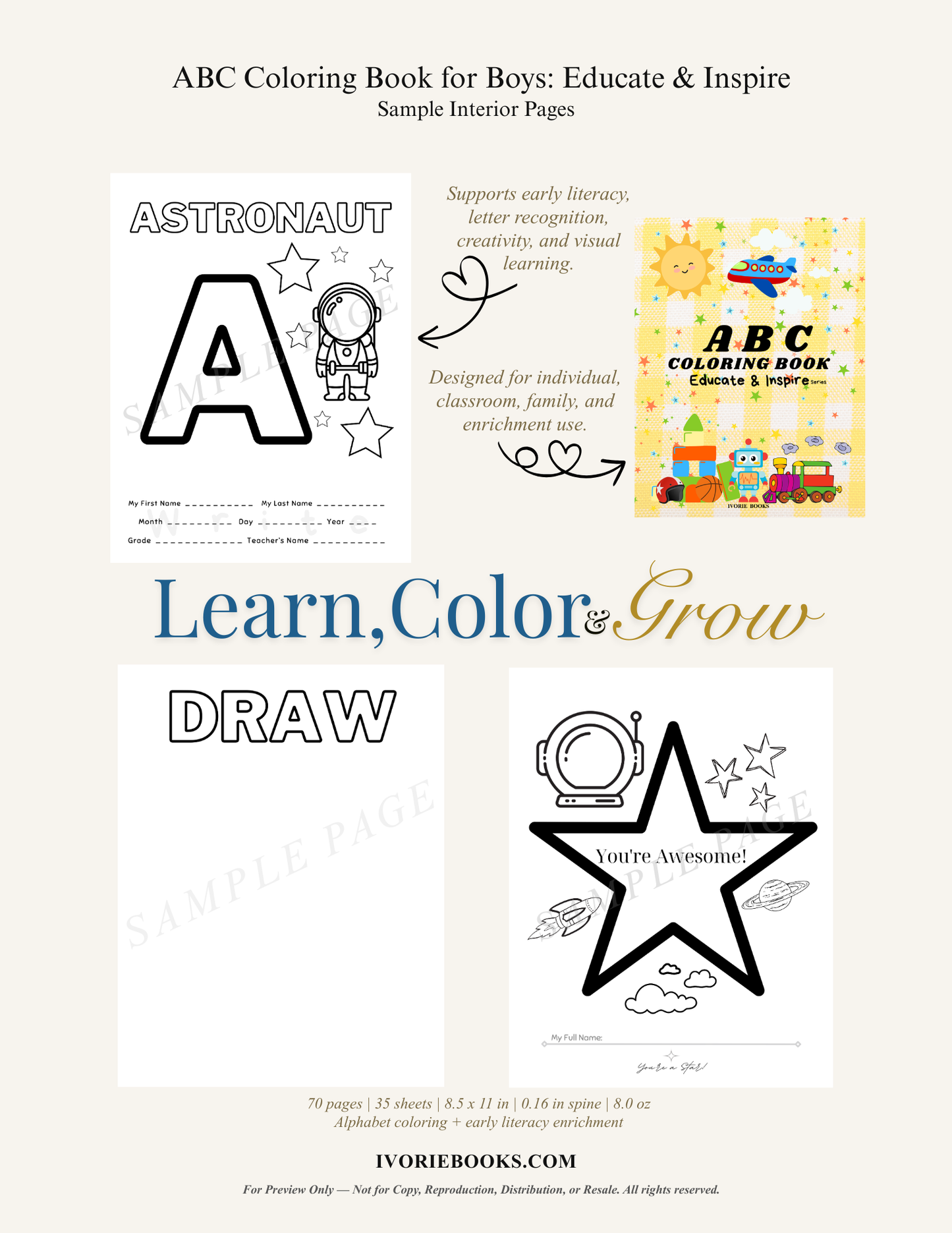 ABC Coloring Book: Educate & Inspire