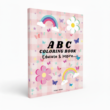 ABC Coloring Book for Girls by Ivorie Books, educational activity book for early literacy, creativity, and letter recognition.